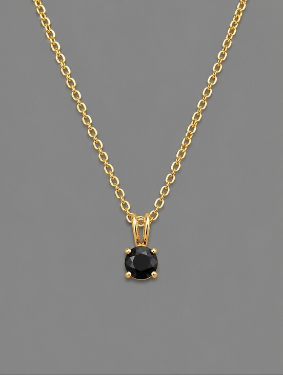 Private Label Jewelry - Dainty Black Pendant Minimalist Chain Necklace